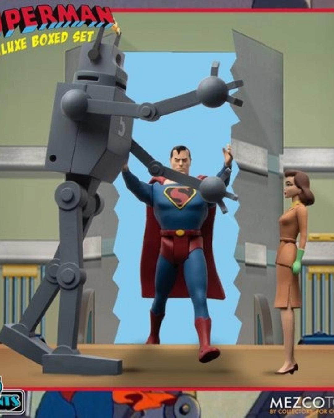 Superman (1941): The Mechanical Monsters 5 Points Deluxe Boxed Set by Mezco Toyz Superman Action Figures