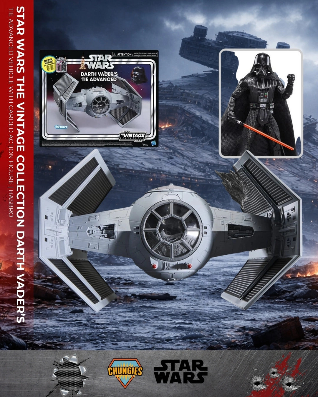 Star Wars The Vintage Collection Darth Vader’s TIE Advanced Vehicle with Carded Action Figure | Hasbro