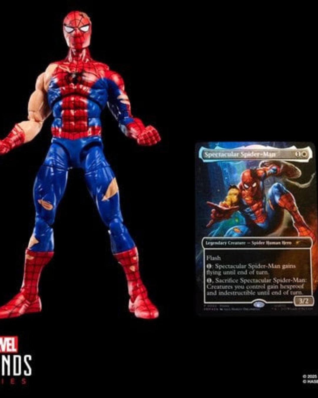 Spider-Man Marvel Legends Magic: The Gathering Battle-Damaged Spider-Man 6-Inch Action Figure and Card By Hasbro
