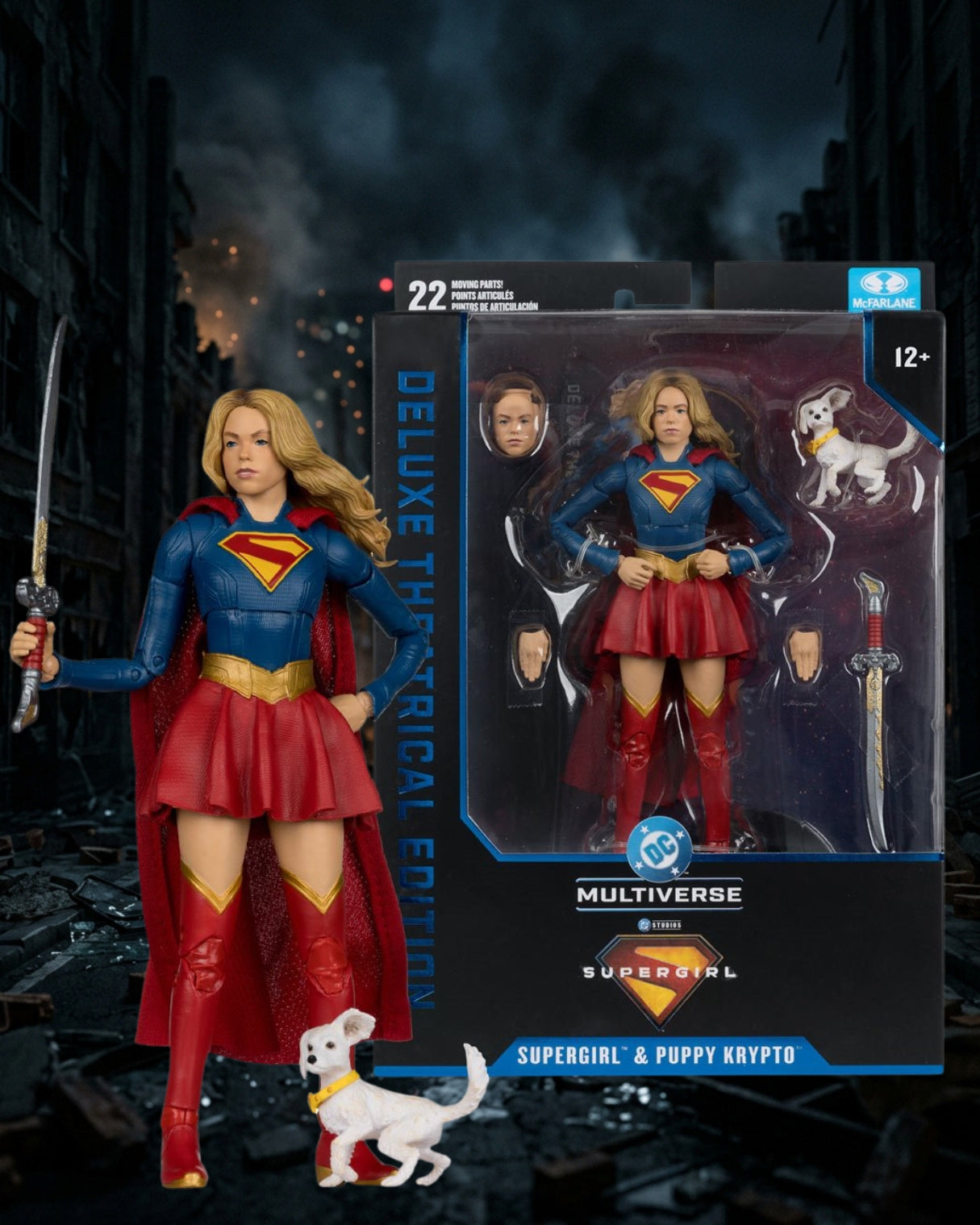DC Multiverse Deluxe Theatrical Edition Supergirl Movie Supergirl and Baby Krypto 7-Inch Scale Action Figure