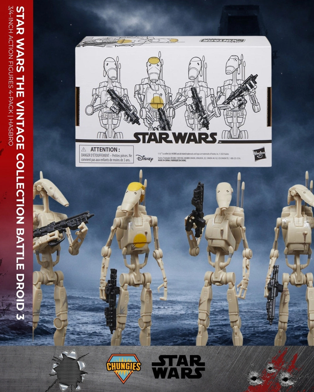 Star Wars The Vintage Collection Battle Droid 3 3/4-Inch Action Figures 4-Pack | Hasbro