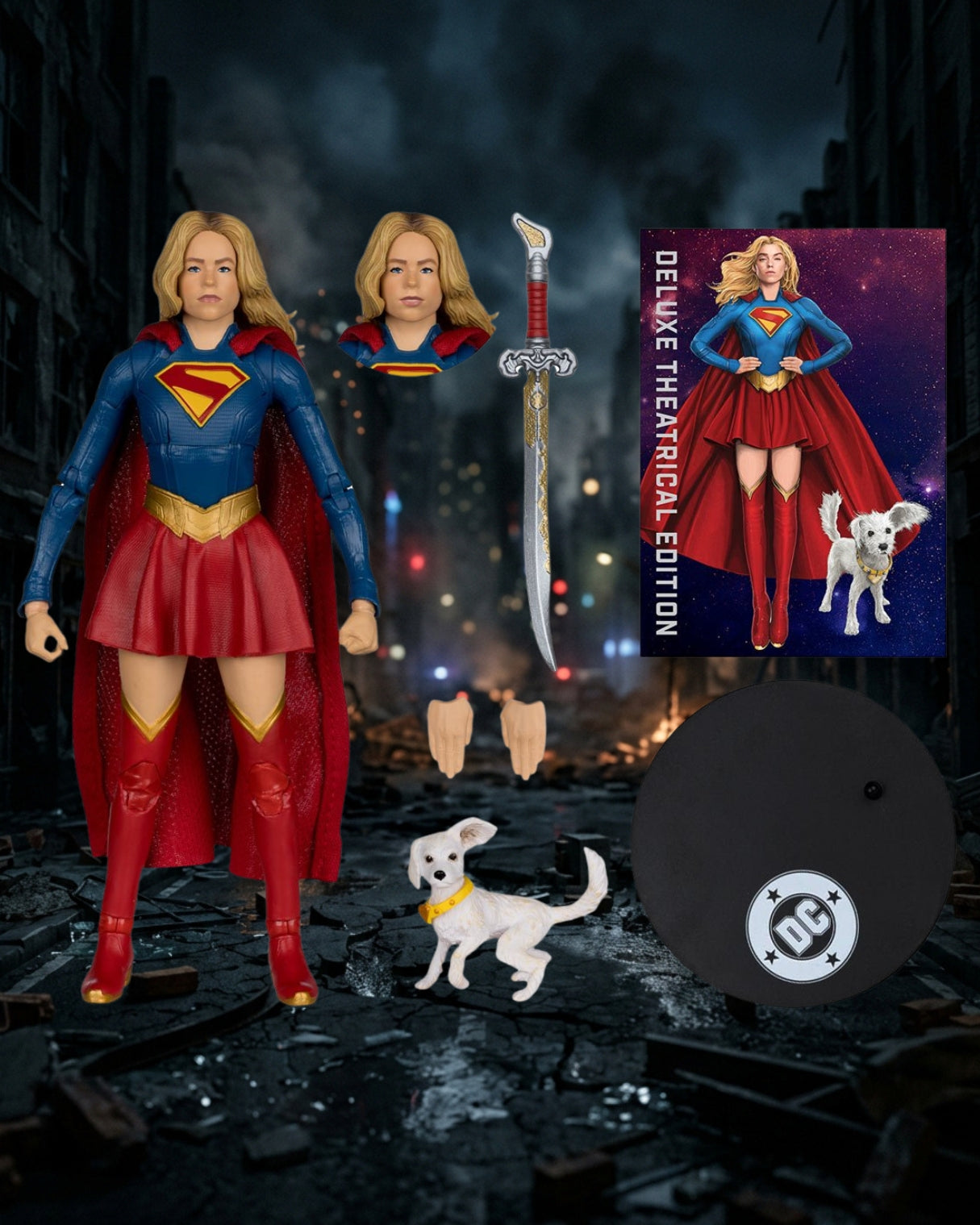 DC Multiverse Deluxe Theatrical Edition Supergirl Movie Supergirl and Baby Krypto 7-Inch Scale Action Figure